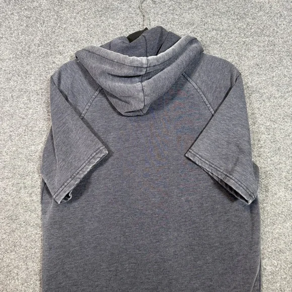 Lucky Brand Venice Burnout Henley Hoodie Mens Medium Blue Short Sleeve Pullover - Picture 9 of 10